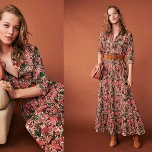 Sezane Delphina Belted Shirt Dress in Fleurs De Jaipur 34 2